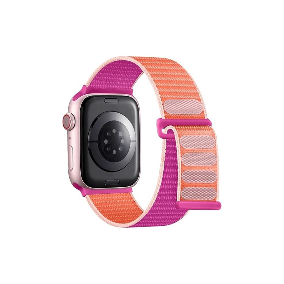 Sport Nylon Loop Bracelet Compatible With Apple Watch Band 44/45/46/49Mm, For Women Men, For Iwatch Series Se 9/8/7/6/5 Pomegranate 9048212124672