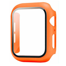 Tempered Glass + Case for compatible with Apple Watch 46mm 44mm 45mm 41mm 40mm 42mm, Screen Protector for iWatch Series 10 9 8 7 6 SE 5, 22 Orange