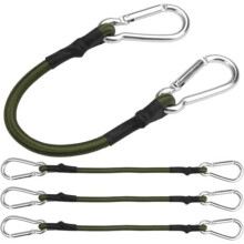 4-Pack 30cm Bungee Cords with Carabiner, Heavy Duty Elastic Luggage Straps with Hooks for Camping, Tarps, Travel - compatible with various gear