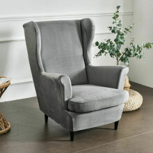 2-Piece Stretch Wingback Armchair Slipcover for Strandmon, Luxury Velvet Armchair Slipcover, Casual Sofa Cover for Living Room, Hotel, Bedroom