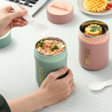 Boîte à lunch hermétique Hesroicy 580 ml avec cuillère - Gobelet isotherme en acier inoxydable de qualité alimentaire et étanche, idéal pour