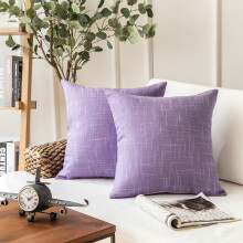 Phantoscope 20" x 20" Farmhouse, Rustic, Traditional Light Purple Striped Polyester Blend Throw Pillow , ( 2 Count)