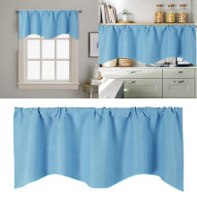 Cortina de porta VOSS para cozinha, cortina para janela, cor sólida, cortina em formato de leque com bolso, cortina curta de 52 x 18 polegadas.