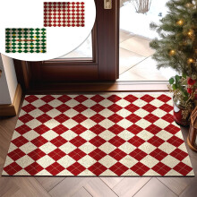 Tappetino d'ingresso a scacchi karymi per esterni, lavabile, compatibile con decorazioni natalizie per dormitorio, tappetino per il portico d'ingresso