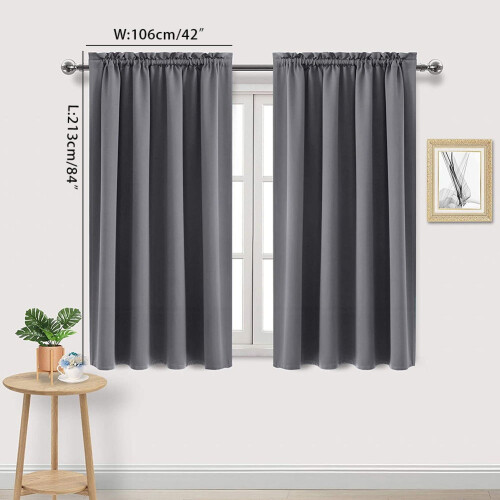 Painéis de Cortina Blackout Cinza 42x84 polegadas - Cortinas com Isolamento Térmico e Bolso para Varão para Quarto e Sala de Estar (2 Painéis) 1