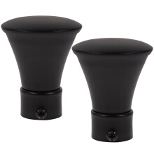 2 peças de ponteiras decorativas para varão de cortina, apenas as extremidades, pretas, ambas de ferro.