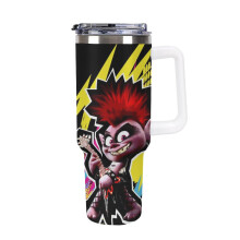 Tazza da viaggio per auto di grande capacità Trolls World Tour Tazza da caffè da 40 oz Tazza con cannuccia per auto Tazza da viaggio Tazza termica
