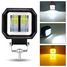 Farol de trabalho quadrado LED 12V/24V com Angel Eyes ~ Holofotes portáteis para uso off-road ~ Barra de luz vermelha, branca, azul e amarela