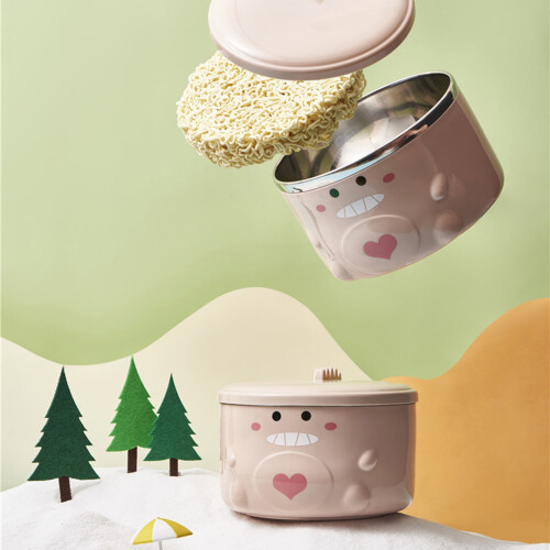 Μπολ με καπάκι για φούρνο μικροκυμάτων Cheer.US Noodles - Μεγάλη κούπα σούπας με άχυρο 2