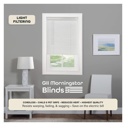 Cordless Morning Star Light Filtering Window Blind (White, 39" x 72") 1