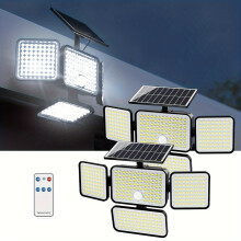 Conjunto de 2/4/6 luminárias solares externas - Sensor de movimento, controle remoto, refletores para pátio, eficientes em termos de energia e