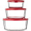 Klassische Glas-Vorratsdosen mit Deckel, Rot, 6er-Set, Modellnummer: 2