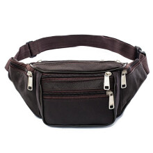 Reisefertige Bauchtasche, Gürteltasche aus echtem Leder mit verstellbarem Hüftgurt, bequem und strapazierfähig, mehrere Fächer, freihändige