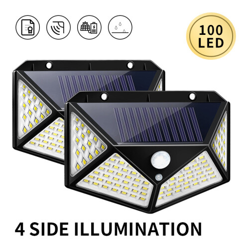 Εξωτερική ηλιακή λάμπα 100LED με αισθητήρα κίνησης, αδιάβροχο φωτιστικό τοίχου 1