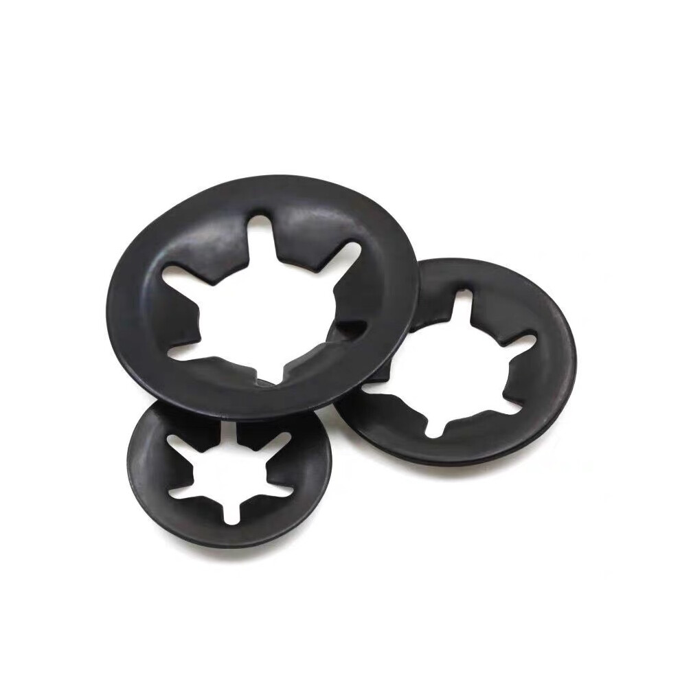 Black Oxide Finished Retaining Rings, Internal Tooth Lock Washers With Corrosion Resistance, Push On Nut Fasteners For Shaft Fixation, Spring Steel 9071309136487