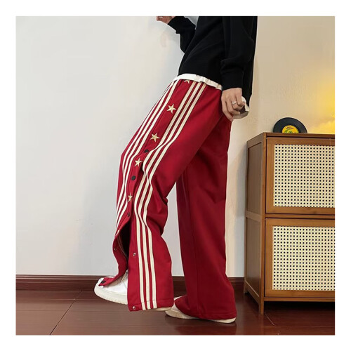 Φόρμα με φαρδιά μπατζάκια για λάτρεις του Streetwear, Ελαστική μέση με αναπνεύσιμη 2