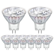 Becuri halogene GU4MR11, pachet de 8, 12V, 10W, bec halogen MR11, alb cald, reglabil, 2800k, becuri halogene GU4