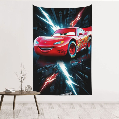 Ταπισερί τοίχου Lightning McQueen, αδιάβροχο πολυεστέρα, για υπνοδωμάτιο, σαλόνι,