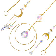 3-teiliges Set aus Kristall-Fenster-Mond- und Prismenanhängern, dekorativem Hänge-Windspiel für