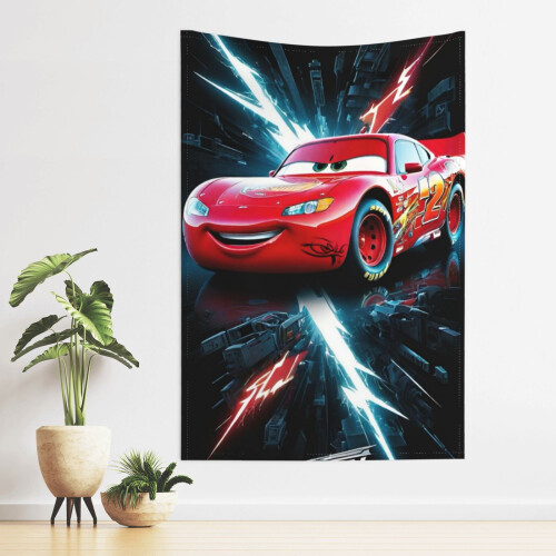 Ταπισερί τοίχου Lightning McQueen, αδιάβροχο πολυεστέρα για υπνοδωμάτιο, μπάνιο, σαλόνι, 2