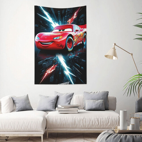Ταπισερί τοίχου Lightning McQueen, αδιάβροχο πολυεστέρα για υπνοδωμάτιο, μπάνιο, σαλόνι, 1