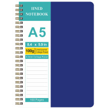 Cahier générique en liquidation, 15 x 21,3 cm, 70 feuilles/140 pages, reliure horizontale à double ligne, 5 couleurs, reliure solide et