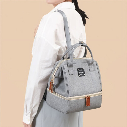 Milk Storage Breastfeeding Double-layer Backpack Hand Bag Double Layer Fresh Preservation Bag,Black 2