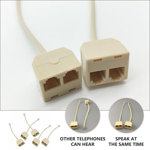 Guangmc5pcs RJ11Socket Converter2Way Telephone Splitter Adapter 2