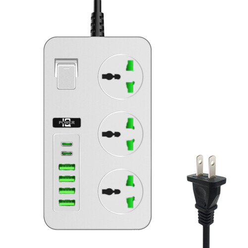 Πολύπριζο WICVIK Surge Protector 78,7 ιντσών, 6 θύρες USB με διακόπτη 1