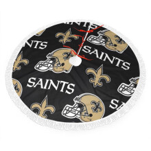 Jupe de sapin en peluche à franges Saints, compatible avec les décorations NFL, couleurs vives, installation facile, cadeau idéal pour les fans