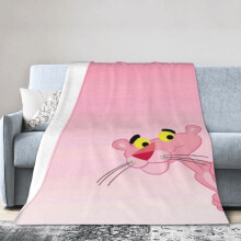Couvertures polaires Panthère Rose, douces et moelleuses, idéales pour les voyages, la chambre, le salon, le canapé ou le bureau.