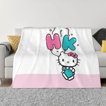 Couverture Hello Kitty en flanelle polaire, jeté de lit ultra doux, confortable et chaud pour canapé, salon et chambre - 152 x 127 cm