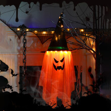 Ympuoqn Halloween lichtslinger, LED heksenhoed hanglamp, decoratie voor binnen/buiten voor Halloweenfeest, tuin, passend bij Halloween thema's