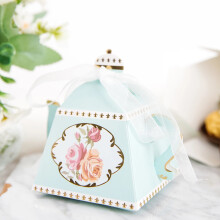 BalsaCircle25Mini Teiera 4" Scatoline per bomboniere turchesi Nastri Decorazioni per feste di matrimonio