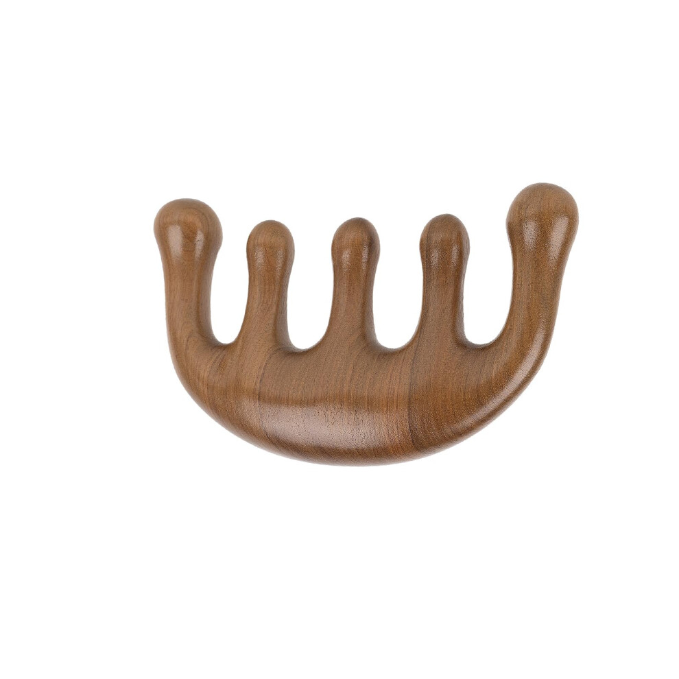 Sandalwood Gua Sha Massage Comb with Ergonomic FiveFinger Design for Facial and Scalp Relaxation