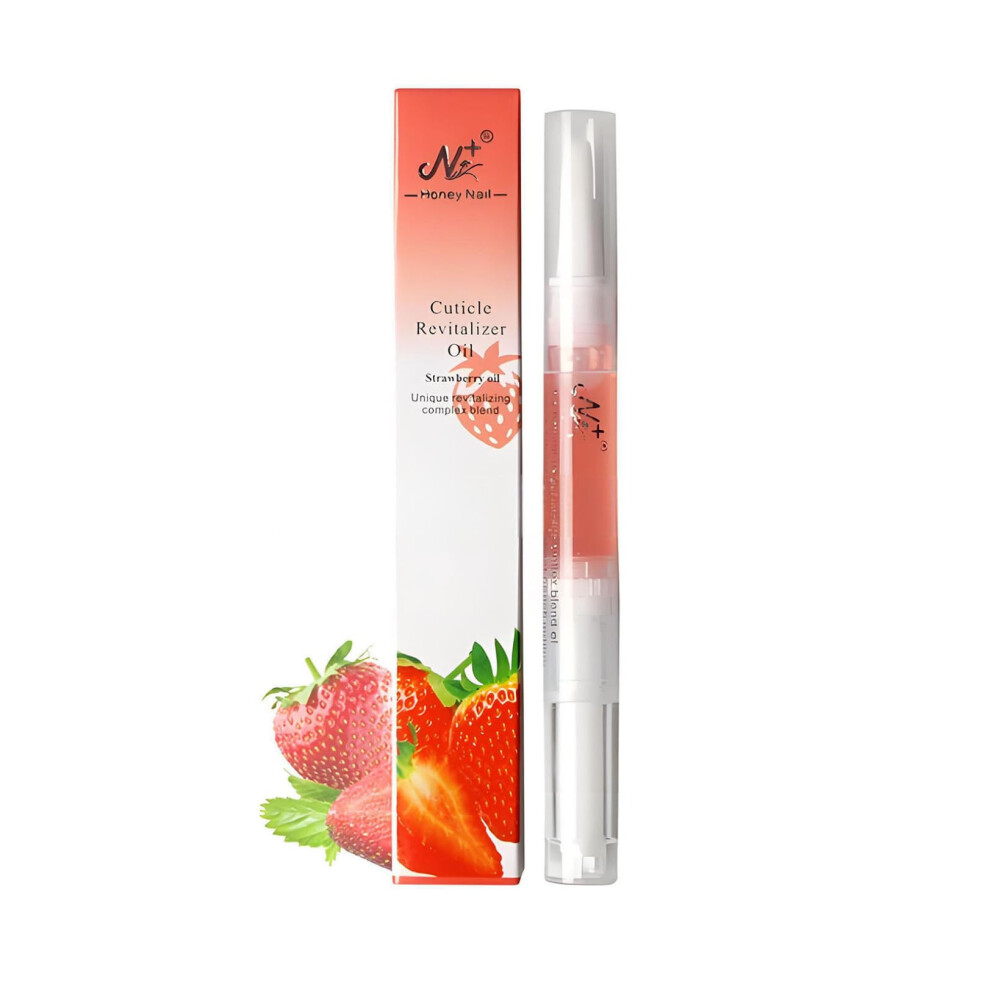 Cuticle Oil Pen Set 5pcs Strawberry Scent Moisturizing Nail Cuticle Treatment for Dry Damaged Cuticles