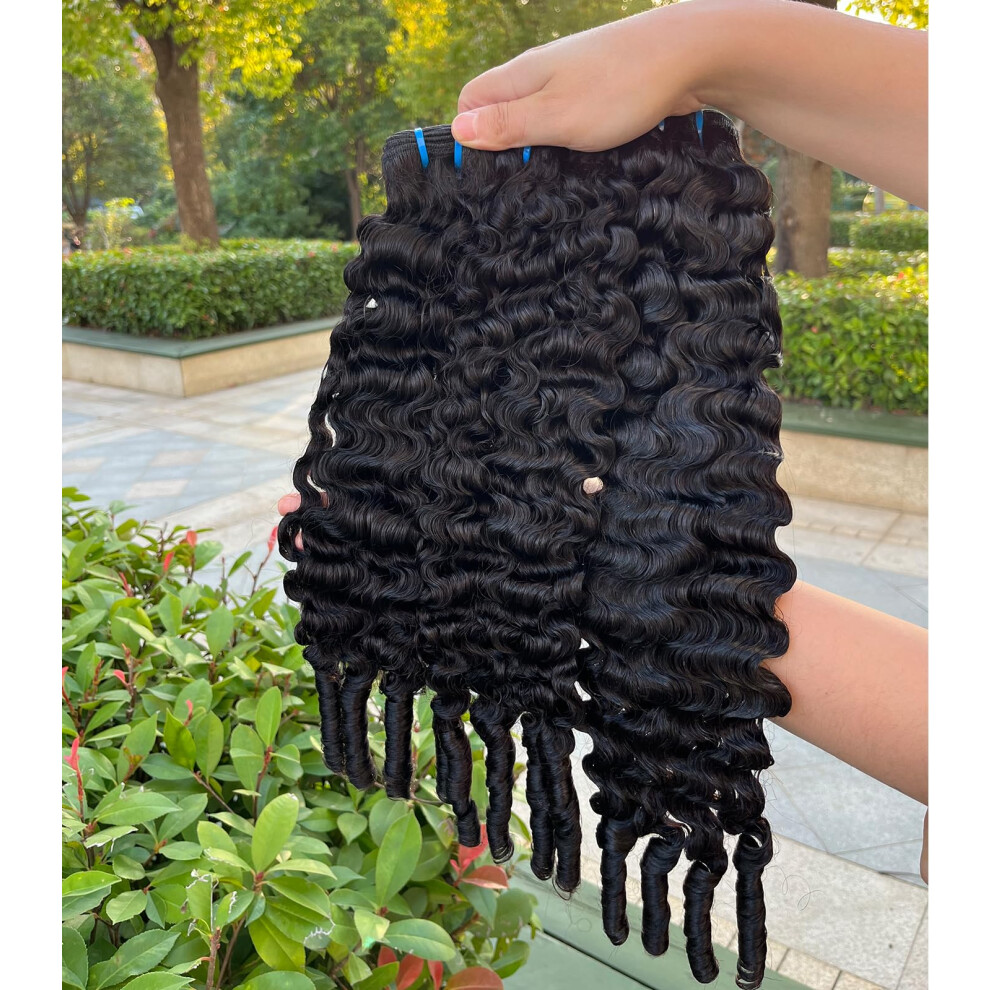 28 Inch Virgin Burmese Curly Human Hair Bundles Natural Black Spiral Curl Weave Extensions