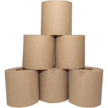 Kraft 8" Roll Towel, 1-Ply Bulk Hardwound Paper Towels for Commercial Bathrooms - Eco-Friendly, Non-Perforated, Compatible with Universal Dispensers,