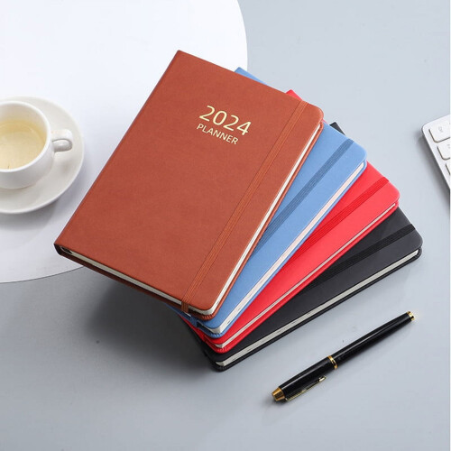 Carnet de notes à élastique bleu 2024A5 en anglais