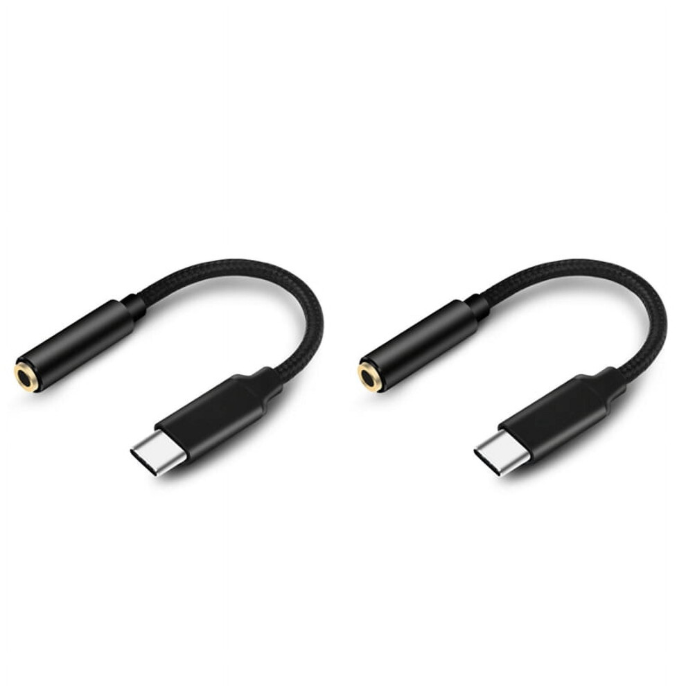 2X Typec To Headphone Adapter For Android Phone Listening Type-C 3.5Mm Audio Interface Cable(Black) Black 9048212129523