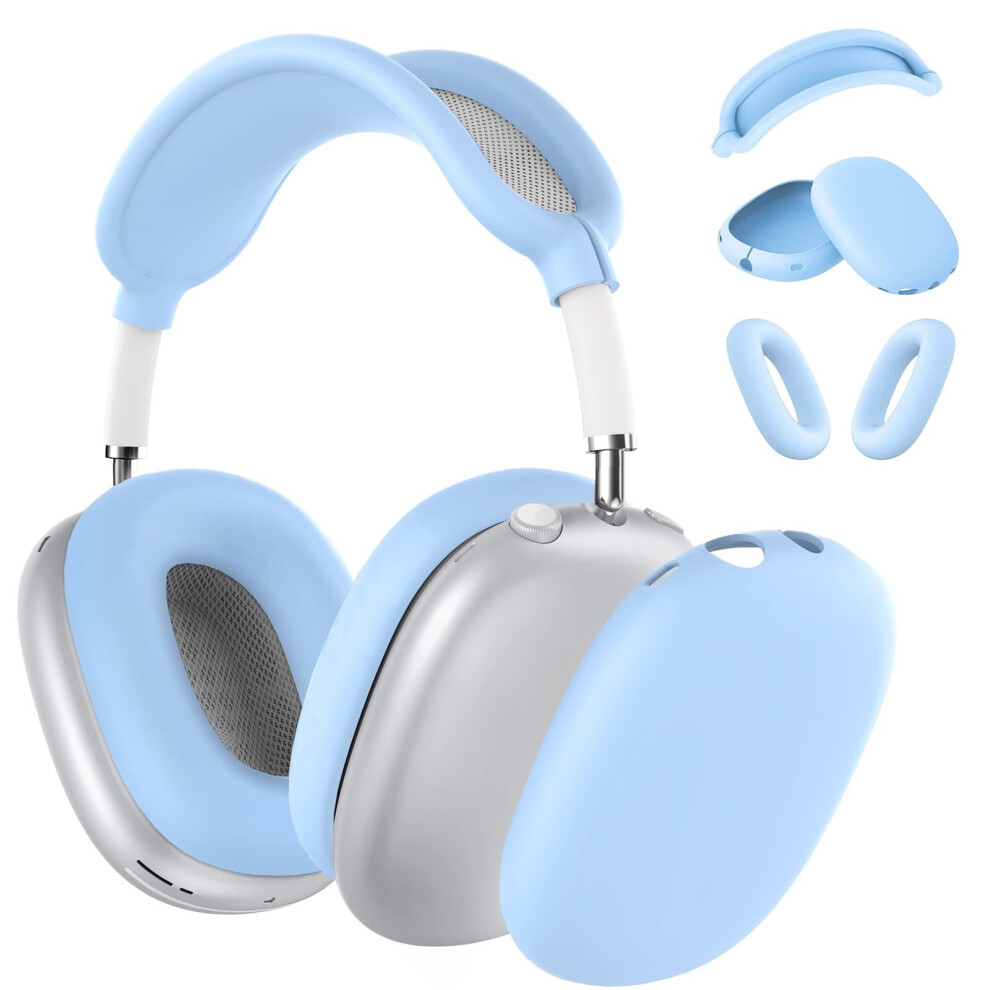 3-In-1 Silicone Case For Compatible With Airpods Max - Anti-Scratch Ear Pad, Ear Cups & Headband Cover - Sky Blue 9048212129578