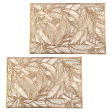Eease SOLUSTRE Vintage Round Placemats (2pcs) Leaf Hollow Dining Table Coasters