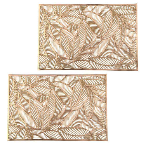 Eease SOLUSTRE Vintage Round Placemats (2pcs) Leaf Hollow Dining Table Coasters