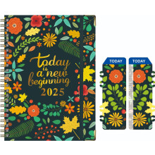 Agenda quotidien MGEZCOO2025 - 15,7 x 21,6 cm, couverture rigide, onglets mensuels, pages de notes et de contacts pour femmes