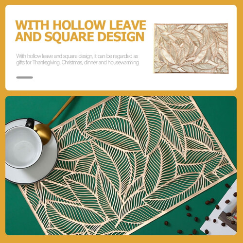 Eease SOLUSTRE Vintage Round Placemats (2pcs) Leaf Hollow Dining Table Coasters 1