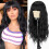 Long black wig with bangs 2