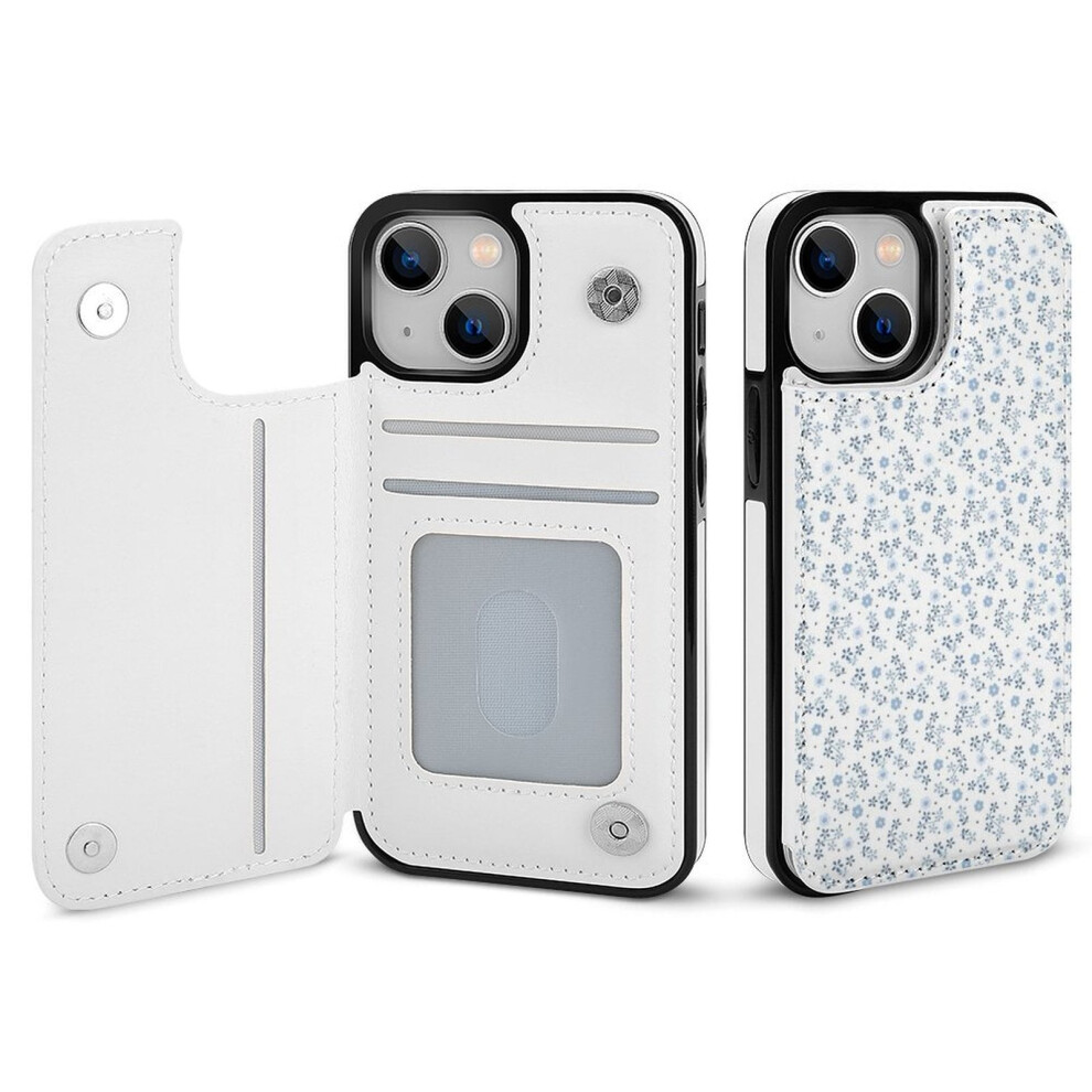 Floral Pattern Compatible With Iphone 14 Wallet Case, Pu Leather Folio With Card Holder, Kickstand & Magnetic Clasp 9048212131427