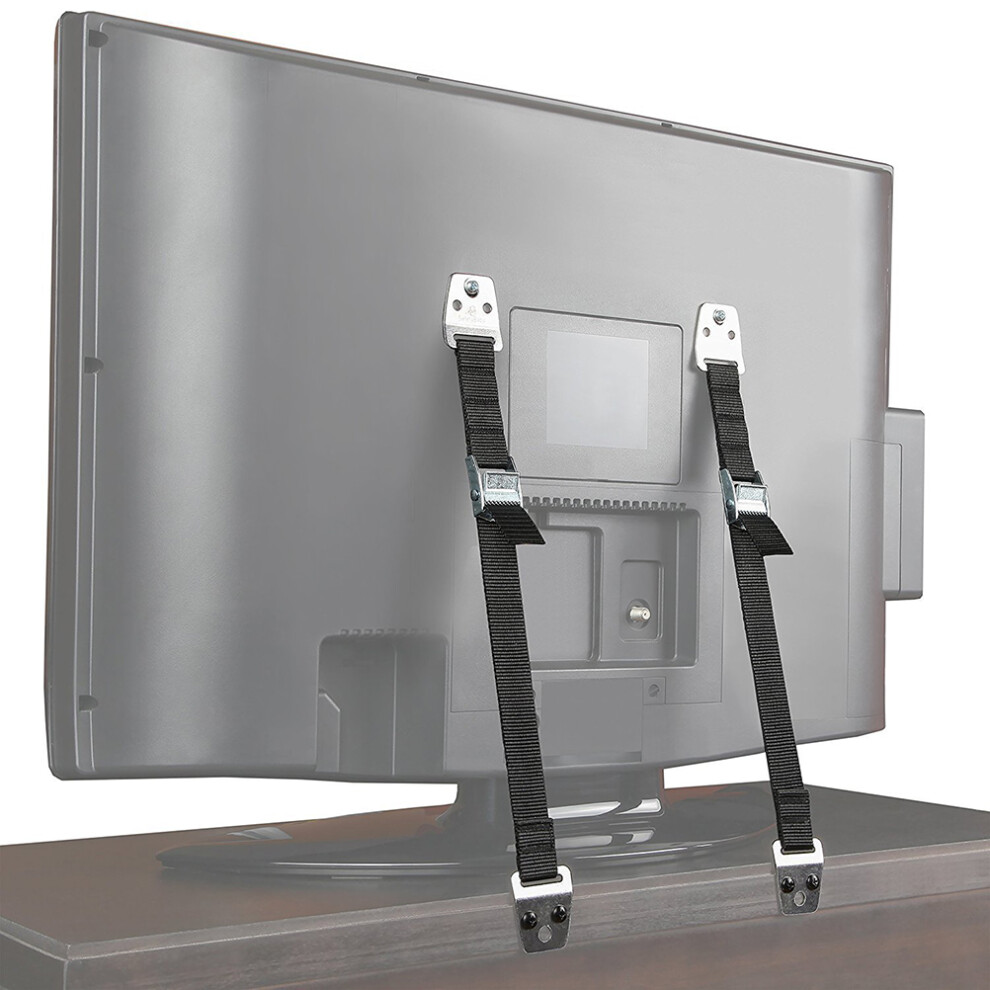 Adjustable Strap for TV Safety, Furniture Anchors with Earthquake Strap Functionality, Child Proof TV Safety Straps Heavy Duty Metal Plate, No