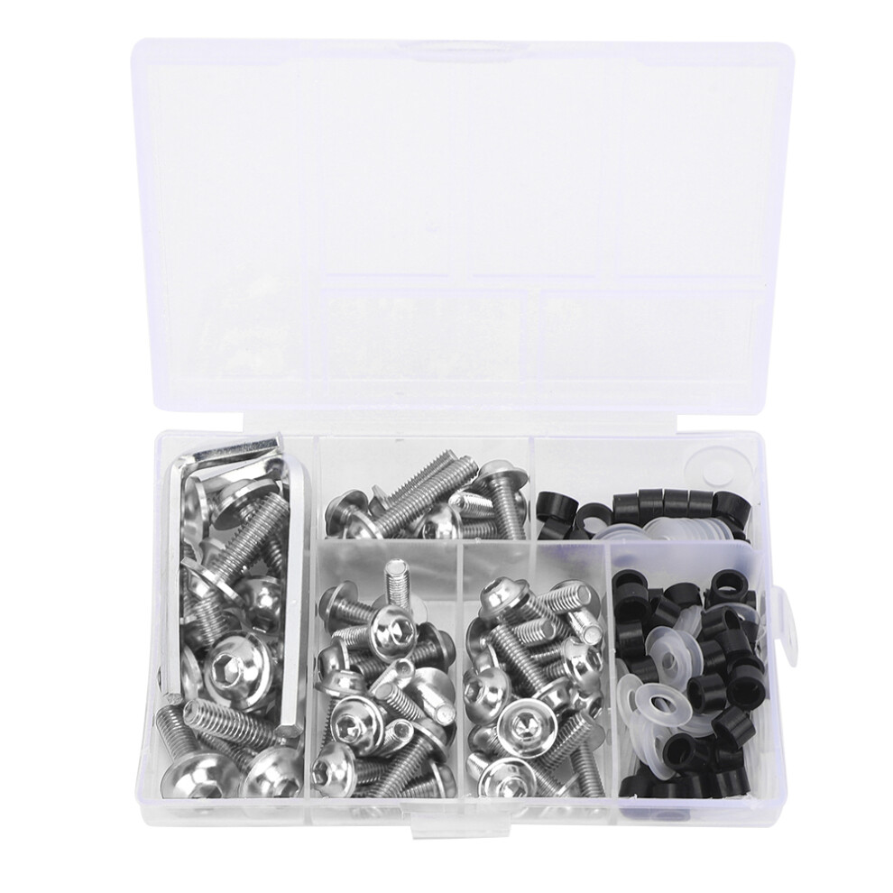 Motorcycle Fairing Bolt Kit, Aluminum Screws Assortment Kit With Plastic Grommets Nuts Washers Clips, Universal For Sport Dirt Bike Bodywork 9340959112050