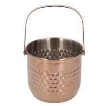 Enfriador de vino para bar doméstico y eventos, cubo de hielo aislado con diseño de forma cóncava y acabado de metal cepillado, diseño de doble